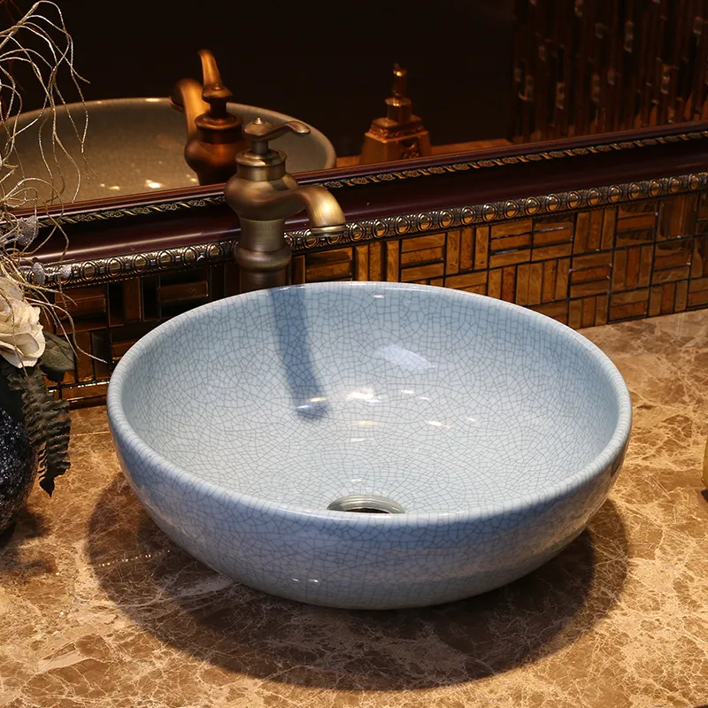 Simple basin of jing dezhen pottery and porcelain washbasin on art stage restoring ancient ways circular stage basin