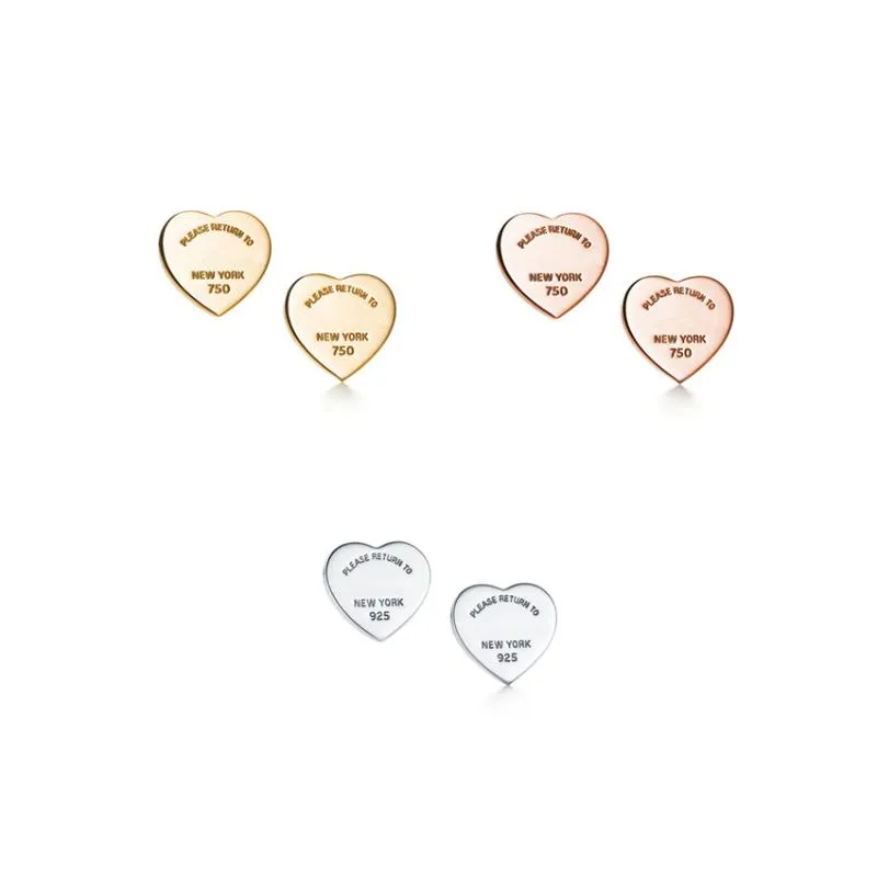 Stud Fashion Lovers Heart Tag Earrings, 3 Color