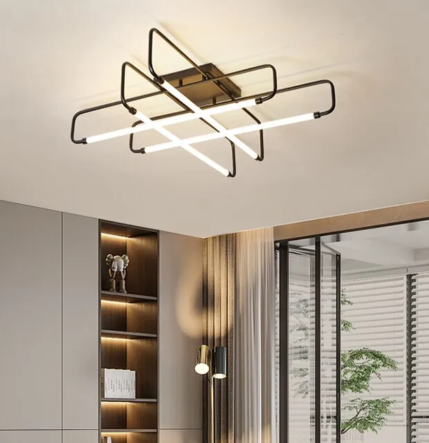 Loft nordique plafonniers pour la maison chambre lustre de plafond noir or moderne LED salon étude