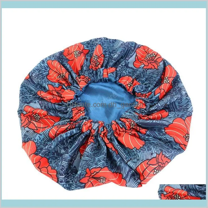 extra large size african pattern print cap women satin lined headwrap bonnets night sleep cap winter hat ladies turban