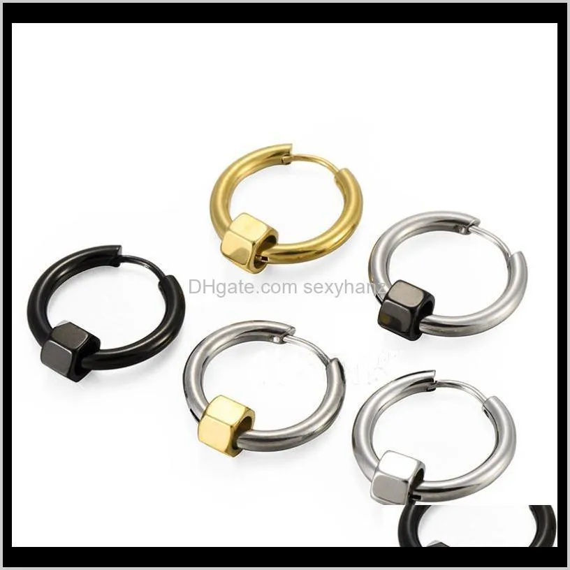 stainless steel gold black silver plated big round hoop earring simple design fashion earring for hip hop