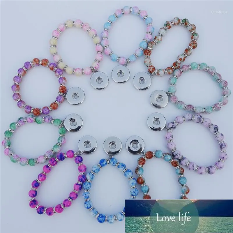 Perlé, Brins Enfants Filles 18mm Boutons Pression Bracelet Perles De Verre Strass Entretoise Bracelet Enfants Taille Bijoux 30 Pcs / lot Mélanger Couleurs1