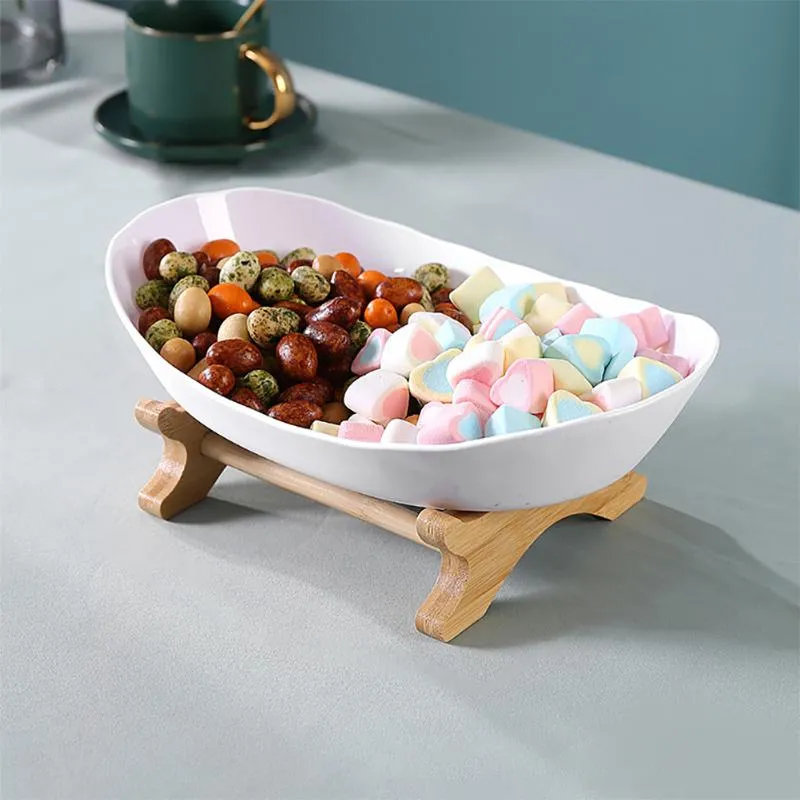 Kitchen Storage & Organization Fruit Accessories For Serving Living Room Candy Snack Tray Gift Bamboo Rack Dessert Appetizer Free Standing B