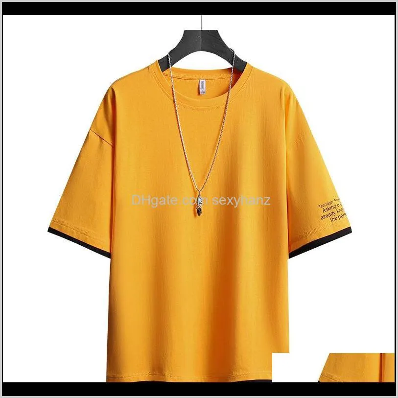 T-Shirts Tees & S Mens Clothing Apparel Drop Delivery 2021 Summer Casual Loose-Fitting Solid-Colored Short-Sleeved Hip-Hop Street Shirt T-Shi