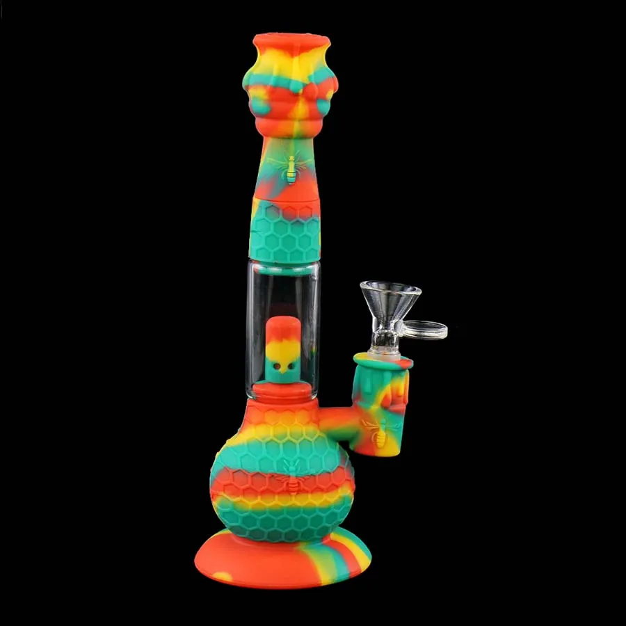 8.8''tuyaux en verre silicone bong narguilés pipe à eau dab rigs bongs fumer narguilé pour cigarette avec titane