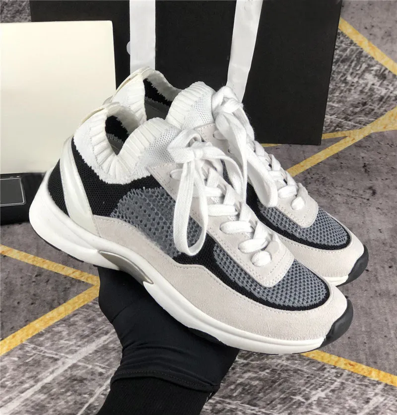 2022 Designers Calfskin Casual Shoes Fashion All-match Stylist Shoees Suede Leather Trainers Patchwork Leisure Shoes Platform Lace-up Print Sneaker