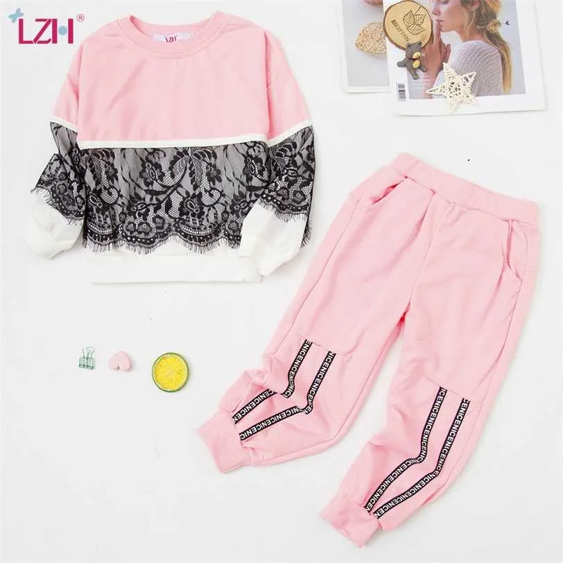 LZH Crianças Roupas Outono Inverno Criança Meninas Roupas Com Capuz Costume Outfit Terno Kids Tracksuit para Sets 211224