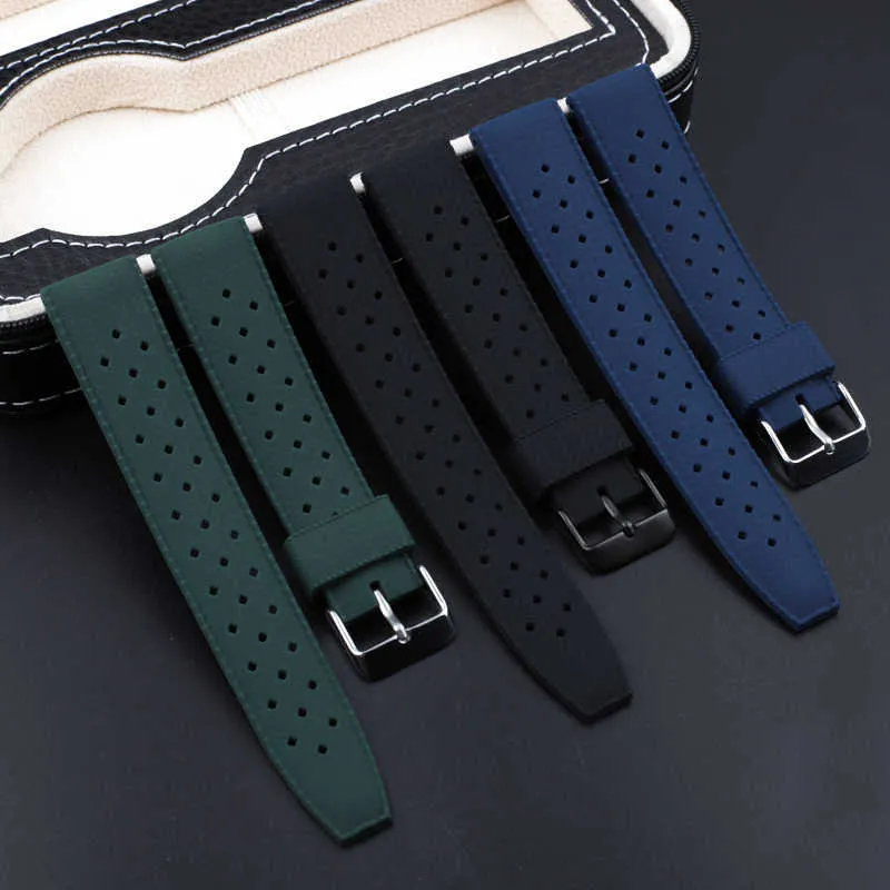 Fluoro Silicone Rubber Bands Watch Strap 20mm/22mm Waterproof Diving