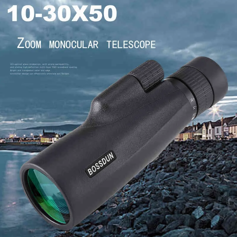 10-30 × 50 kraftfullt monokulär lång sortiment Zoomficka Spotting Eyeglass Jakt Camping Turism Barn Teleskop