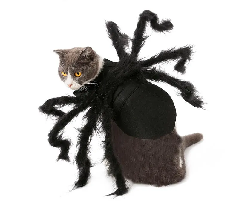 Halloween Dog Cat Spider Costume Odzieży Realistyczne Pluszowe Symulacja Pająki Pets Cosplay Regulowane Psy Koty Dress Up Kostiumy Strój Kotek Dekoracja