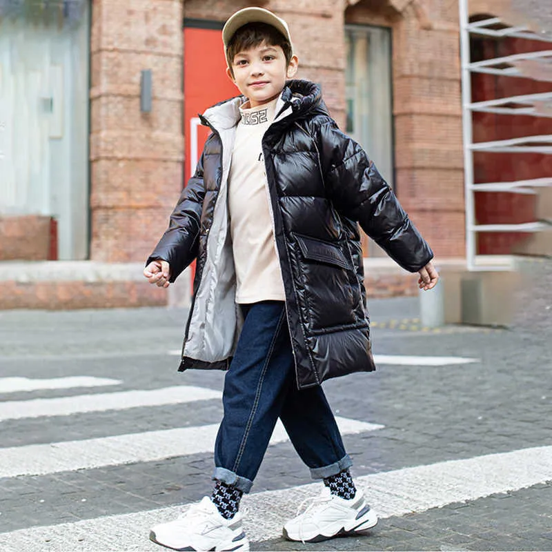 2021 novos meninos casaco de inverno jaqueta crianças roupas com capuz crianças snowsuit vestuário adolescente crianças moda outerwear para menino 5-12Years h0909
