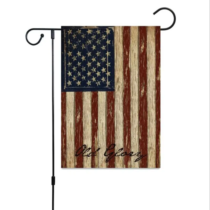 30 * 45cm Banner Flaggor Amerikanska trädgården Flagga Två Styley Independence Day Flagga Linne Utomhus juli 4 Memorial Garden Flags JJA139