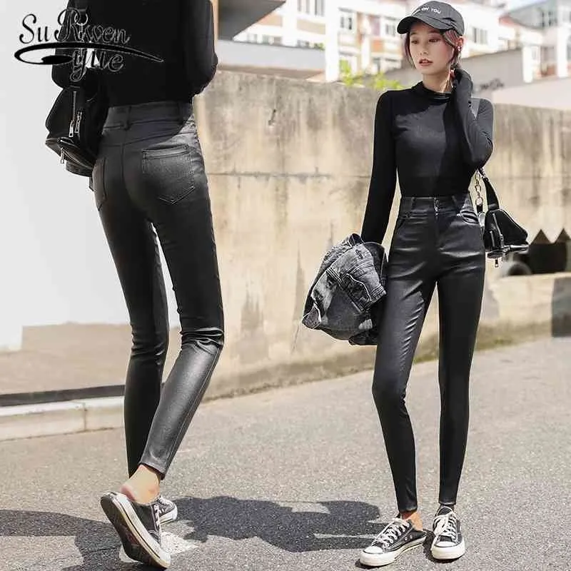 秋のエレガントな韓国のファッションのズボンの女性鉛筆のズボンストレートの堅いハイウエストOLスタイル女性のワークスーツパンツ7265 50 210427