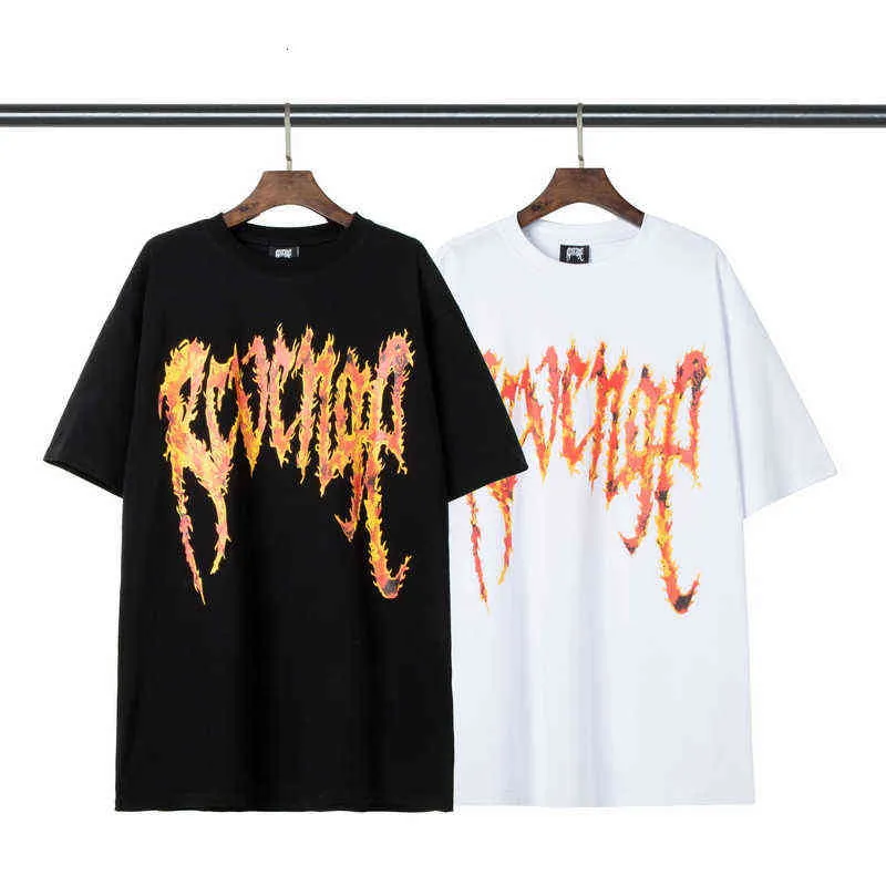 Été 2022 Marque de mode Revenge Avenger Flame Print Hip Hop T-shirt à manches courtes pour hommes et femmes