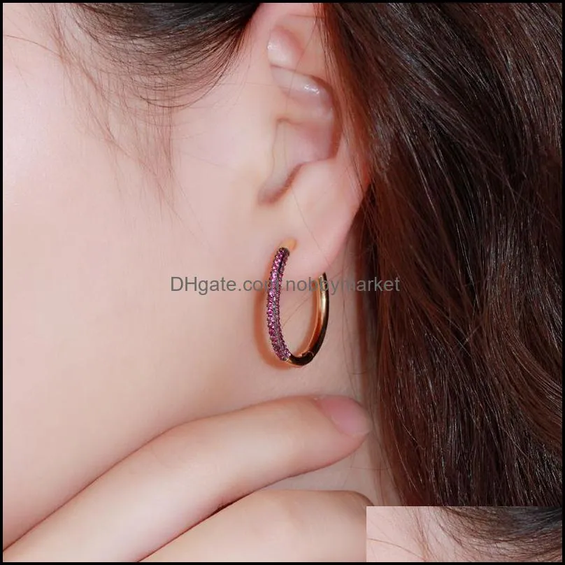Hoop & Huggie CWWZircons Elegant Green Red Cubic Zirconia Stones 585 Gold Color Circle Round Ear Rings Earrings For Women Jewelry