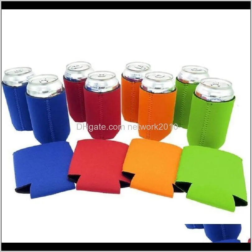 new arrival solid color neoprene foldable stubby holders beer cooler bags for wine food cans cover kitchen tools