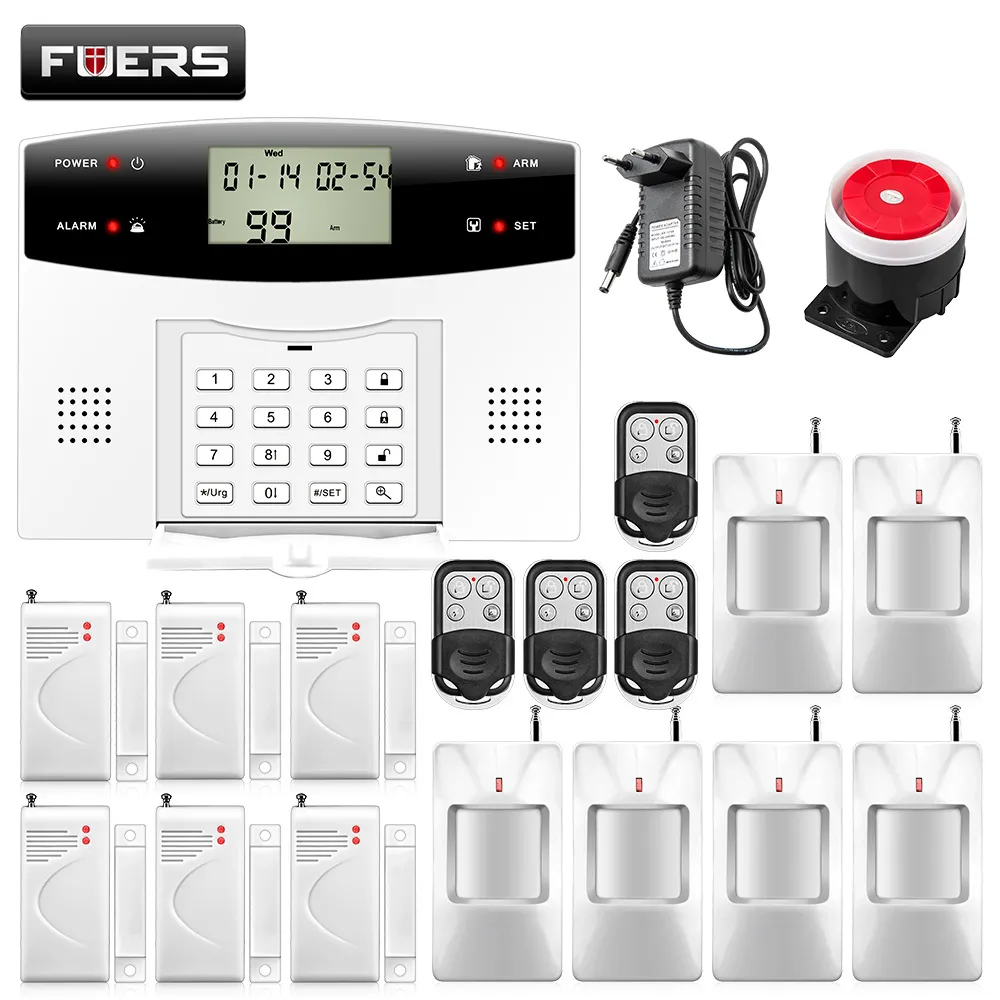 FUERS الأمن المنزل الذكي GSM نظام استشعار الحركة اللاسلكية شاشة LCD عرض الإنذار كيت التحكم عن بعد