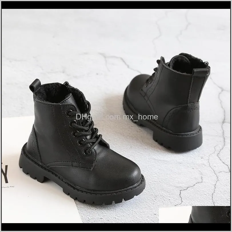 ulknn toddle baby girls snow boots kids winter martin boots boys warn plush school shoes children ankle boot non-slip shoes 201203