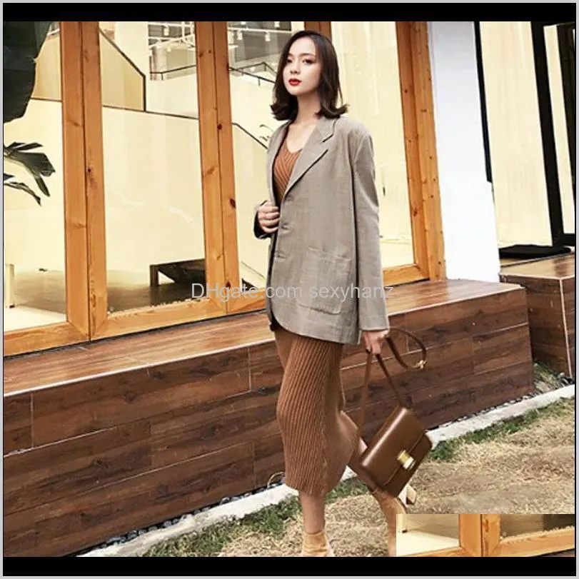 elegant autumn winter sweater dresses for women one-piece korean long sleeve v-neck knitted dress slim woman office knidress