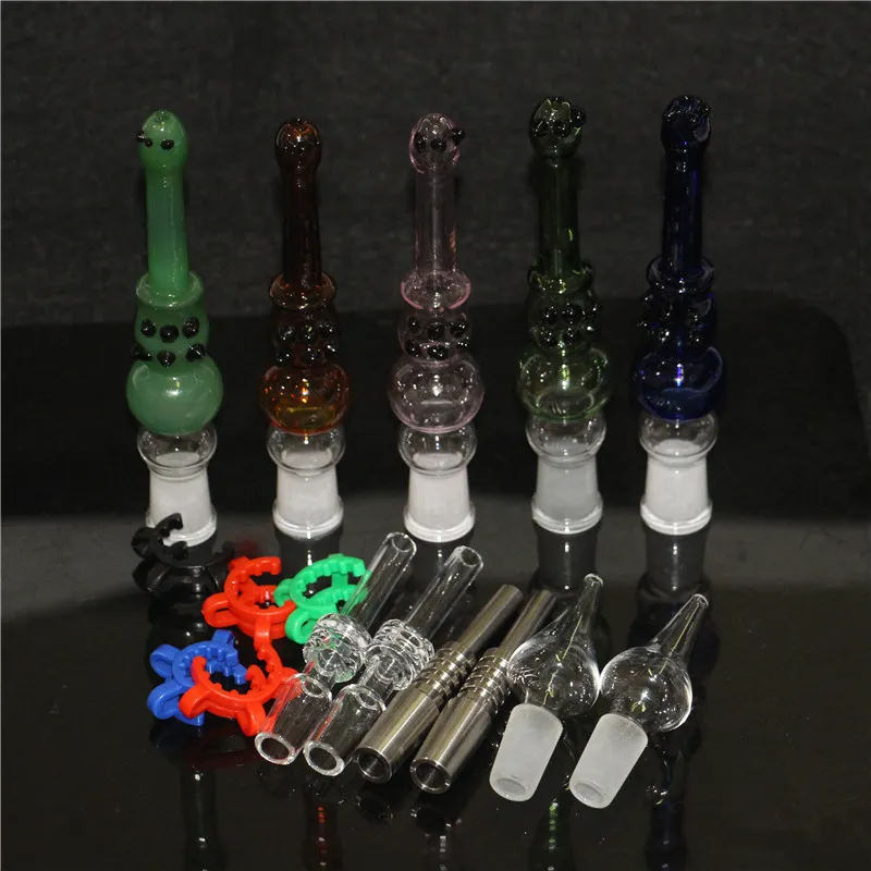 Glass NC kit 14mm Quartz Tips Keck Clip Hookahs Silicone Container Reclaimer Nector for Smoking dabber tools with silicon tip