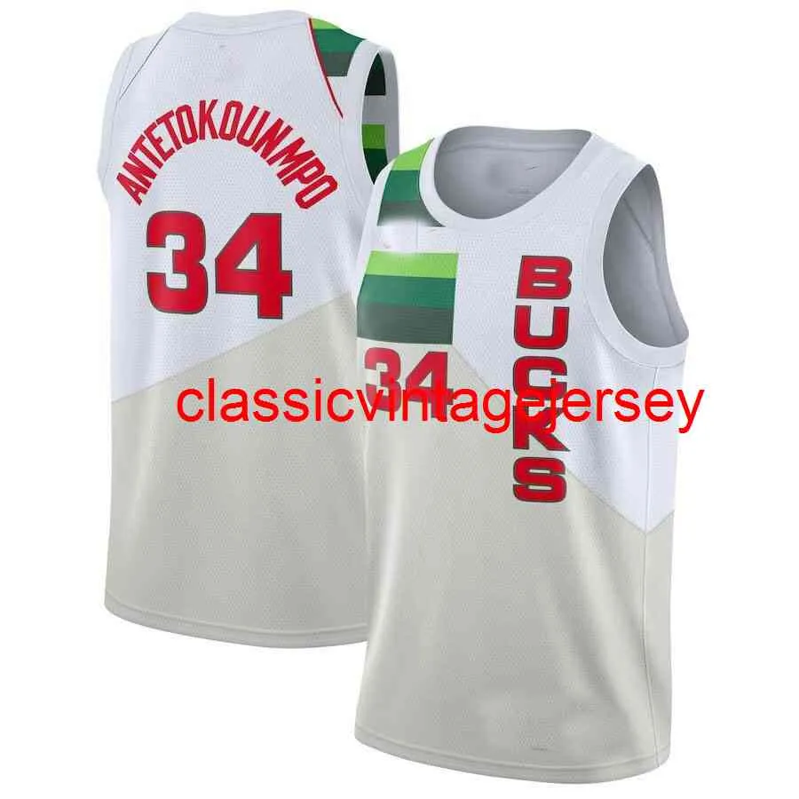 Nova camisa Giannis Antetokounmpo Swingman 34 costurada masculina feminina de basquete juvenil tamanho XS-6XL
