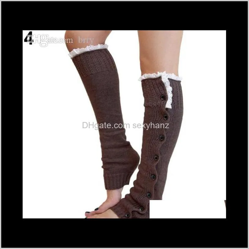 wholesale-women`s crochet knitted leg warmers button lace trim long boot socks 8zqn