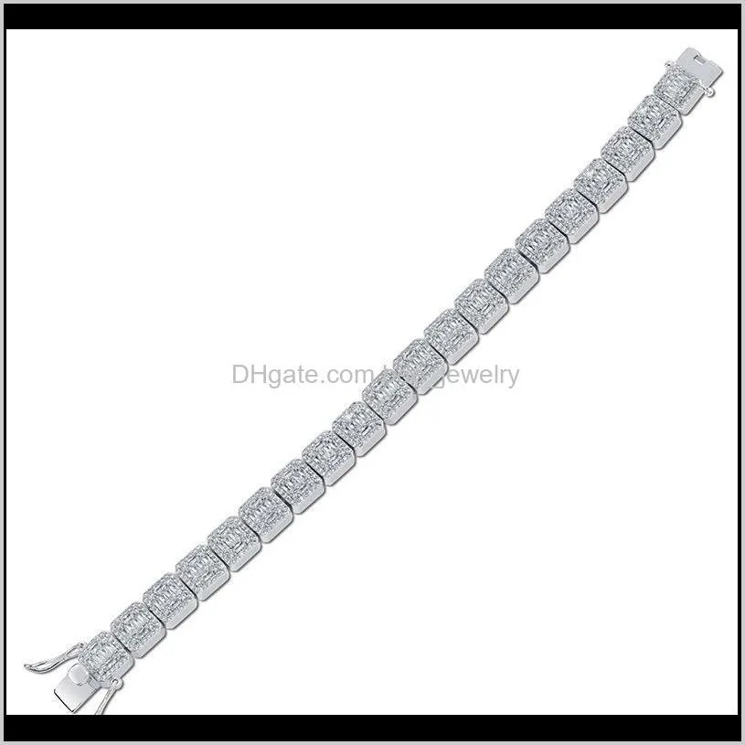 18k gold & white gold plated bling square cz cubic zirconia hip hop chain bracelet princess cut diamond rapper wristband chains