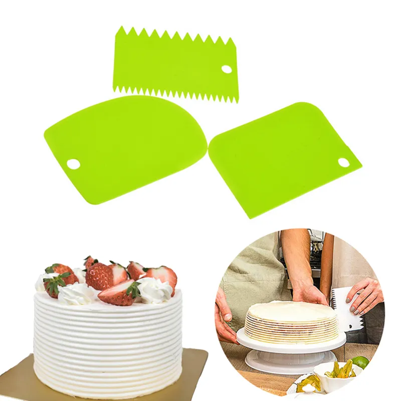 3pcs / set matkvalitet kräm skrapa tänder kant diy skrapa slät tårta dekorera fondant konditorivaror bakverk köksredskap