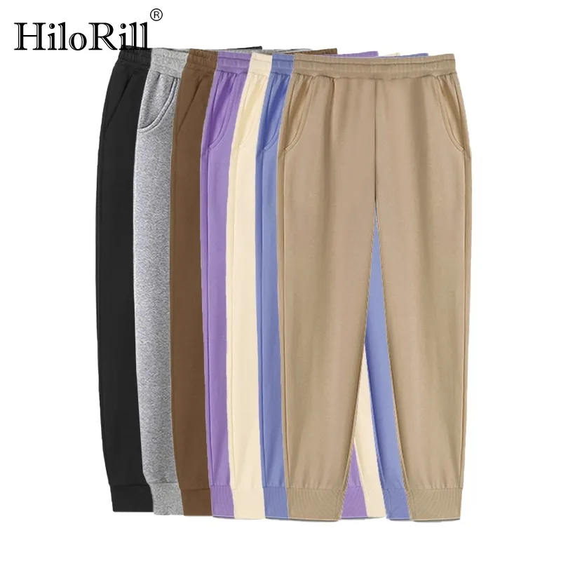 Kvinnor Solid Casual Long Pants Office Wear Elastic Waist Pencil Sport Jogger Byxor Bottoms Pantalones 210508