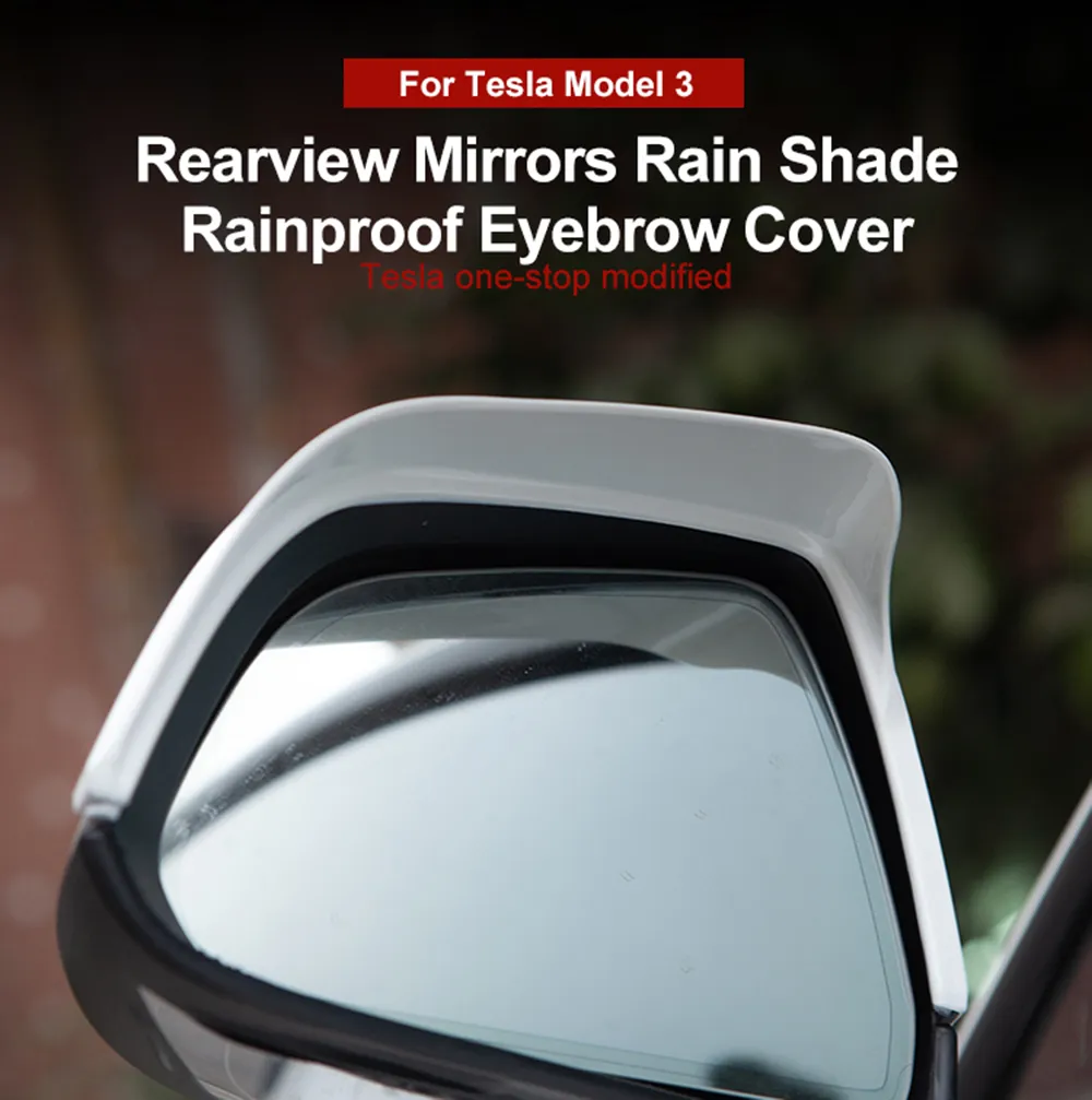 Für Tesla Modell 3 Auto Rückspiegel Regen Schild Augenbraue Seite  Regenschutz Schnee Schutz Sonnenblende Schatten 2021 Von 13,7 €