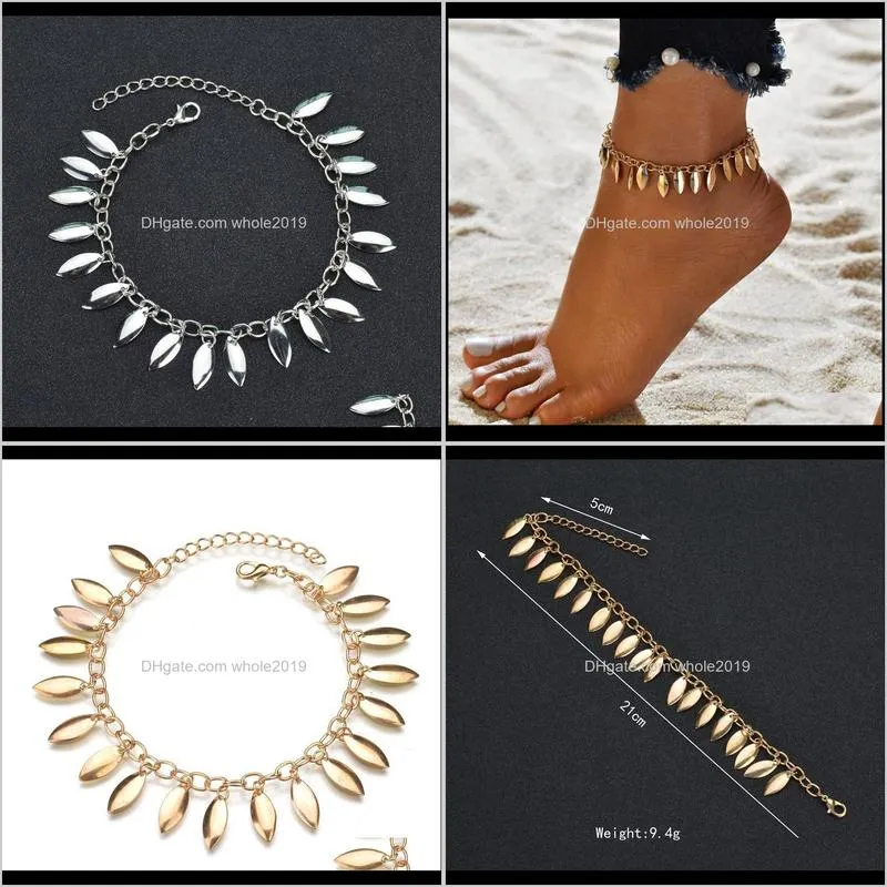 fashion parts summer creative tassels sequin small leaves anklet anklets