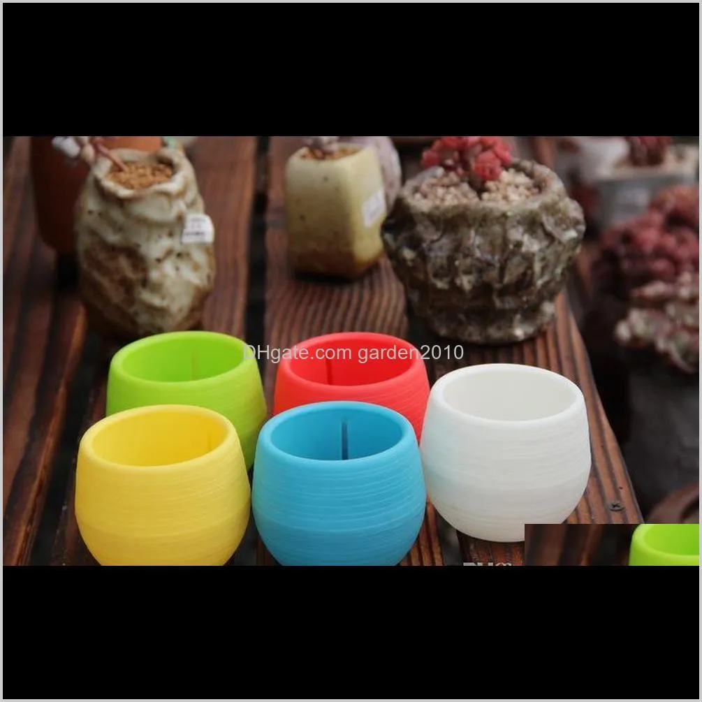  colorful plant pot plastic round sucuulent plant pot home office desktop garden deco garden pots gardening tool