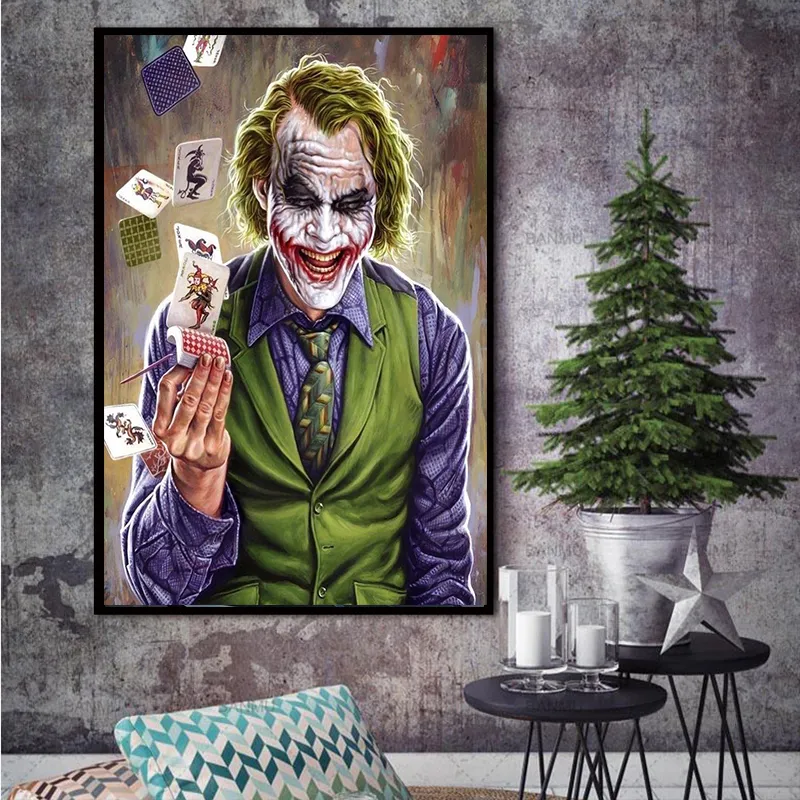 JOKER 油絵アート Joker Canvas Painting: Abstract Wall Art Print For Modern