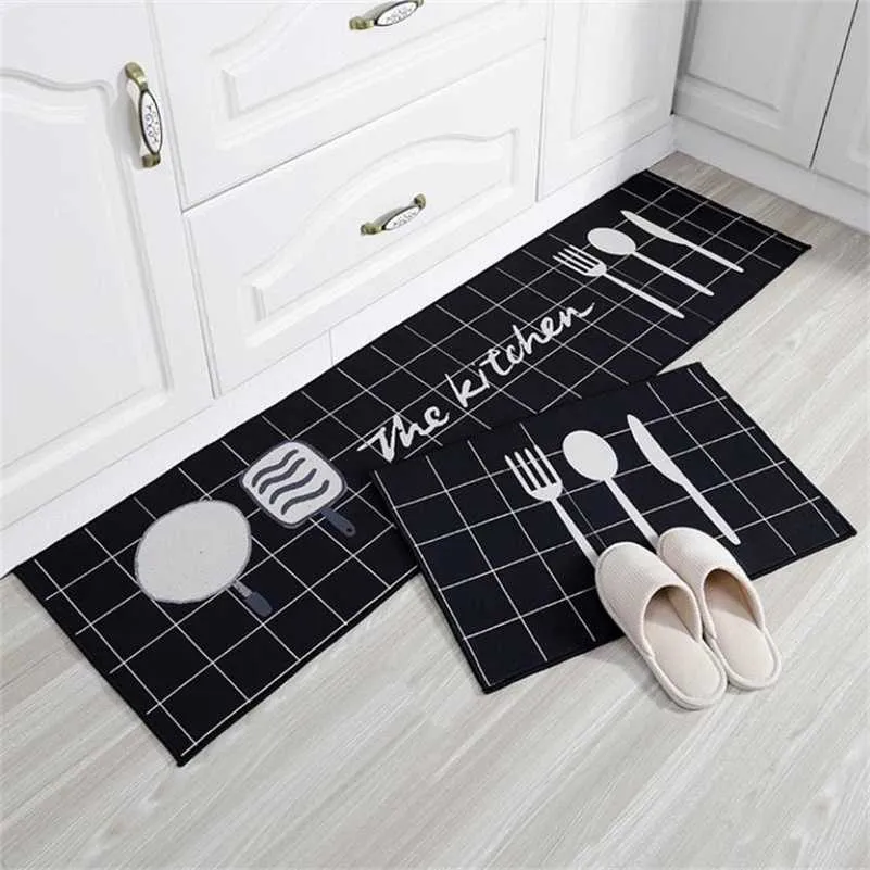 Simple Nordic Kitchen Mat Anti-slip Long Carpet Cartoon Bathroom Entrance Doormat Living Room Balcony Floor Area Rugs Prayer Rug 211109