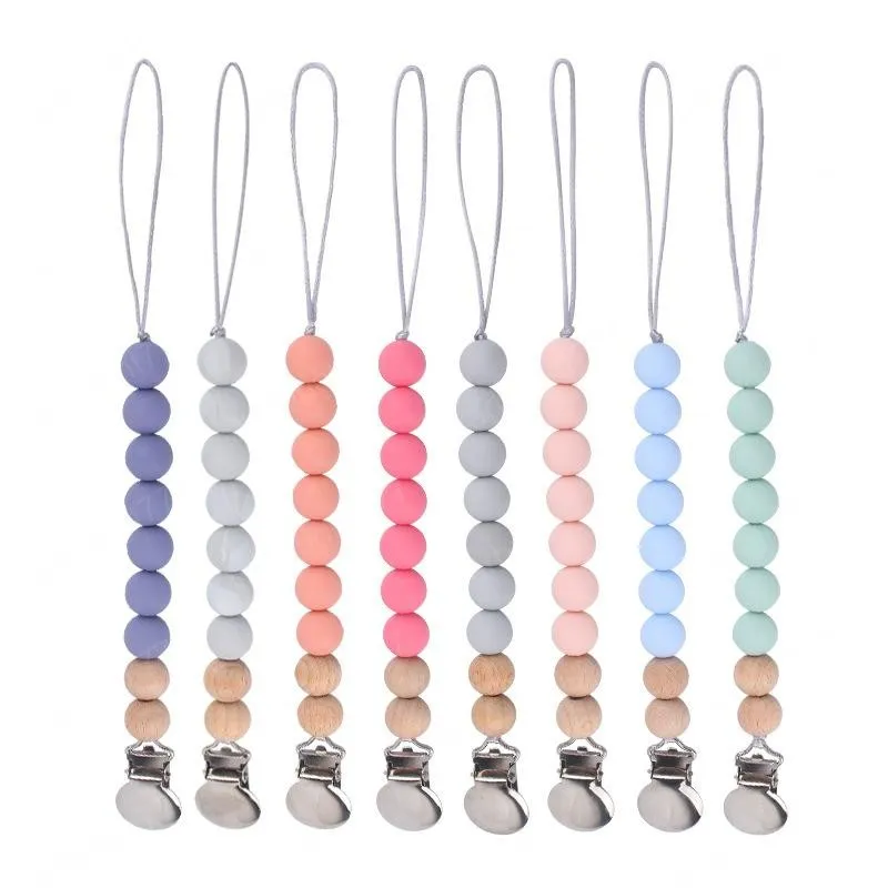 Silicone Liname Pacifier Clip Chain With Wood Beads For Infants Teething  And Chew Toy Accessory For Babies From Starbright777, $1.73
