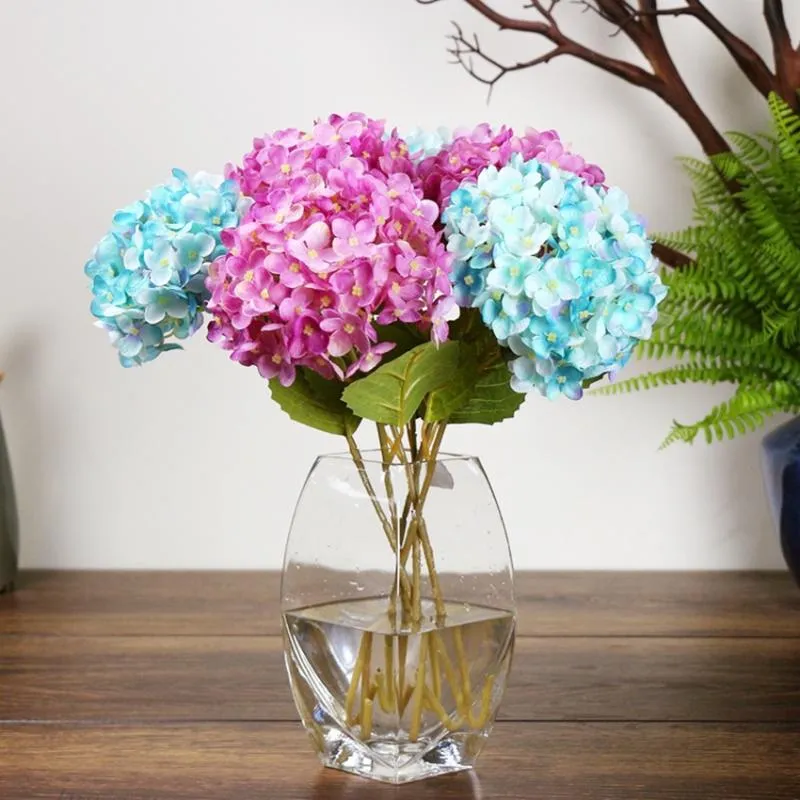 Guirnaldas de flores decorativas, hortensias artificiales, Material de seda avanzado, decoración del hogar para bodas, arreglo de jarrón, 1 ud.