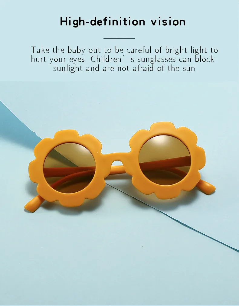 30pcs/box New Sun Flower Round Cute kids sunglasses UV400 for Boy girls toddler Lovely baby sun glasses Children Oculos de sol