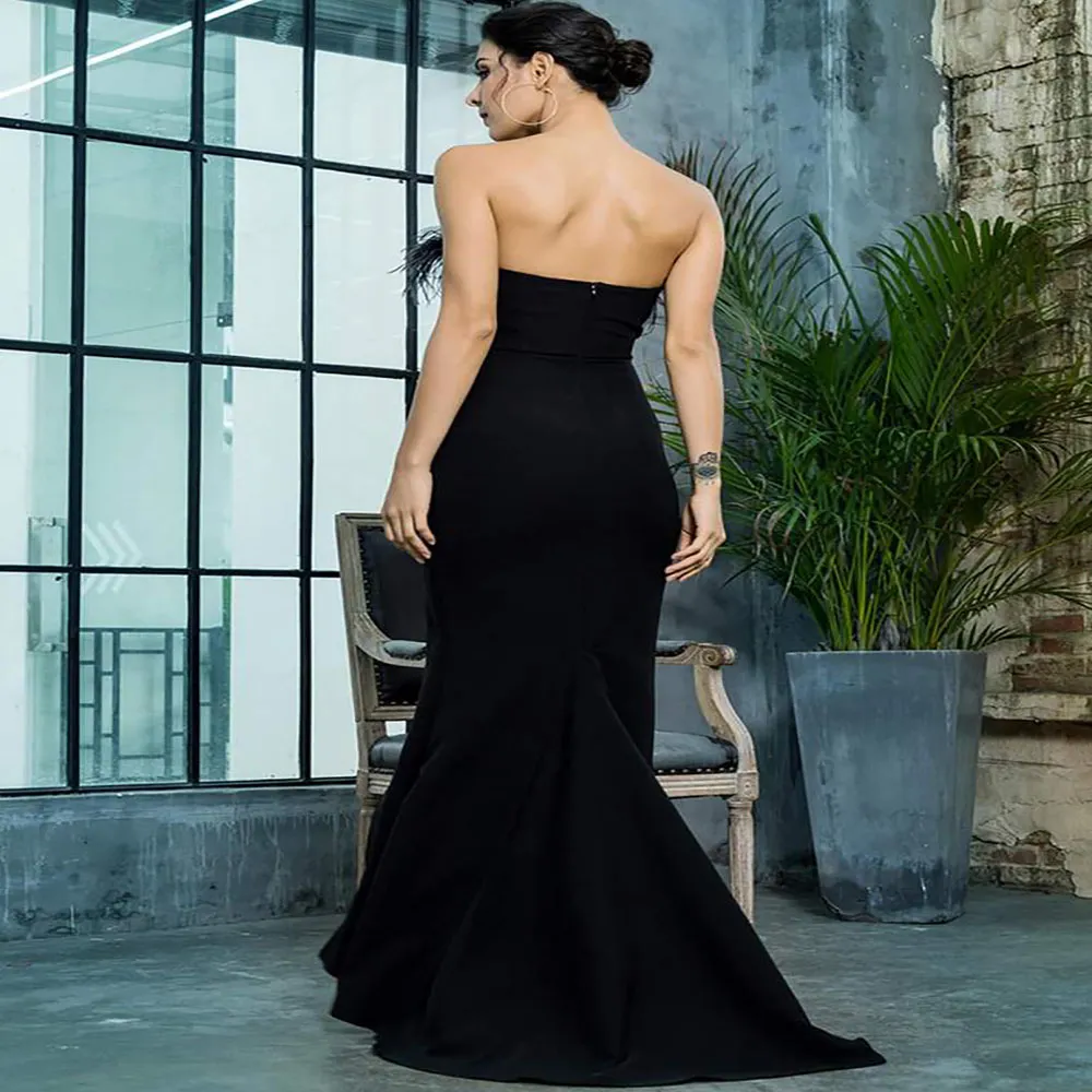 sachin and babi light blue dress A Line Strapless Black Satin Short Prom Dress Homecoming Dress, Strapl –  abcprom main image 1