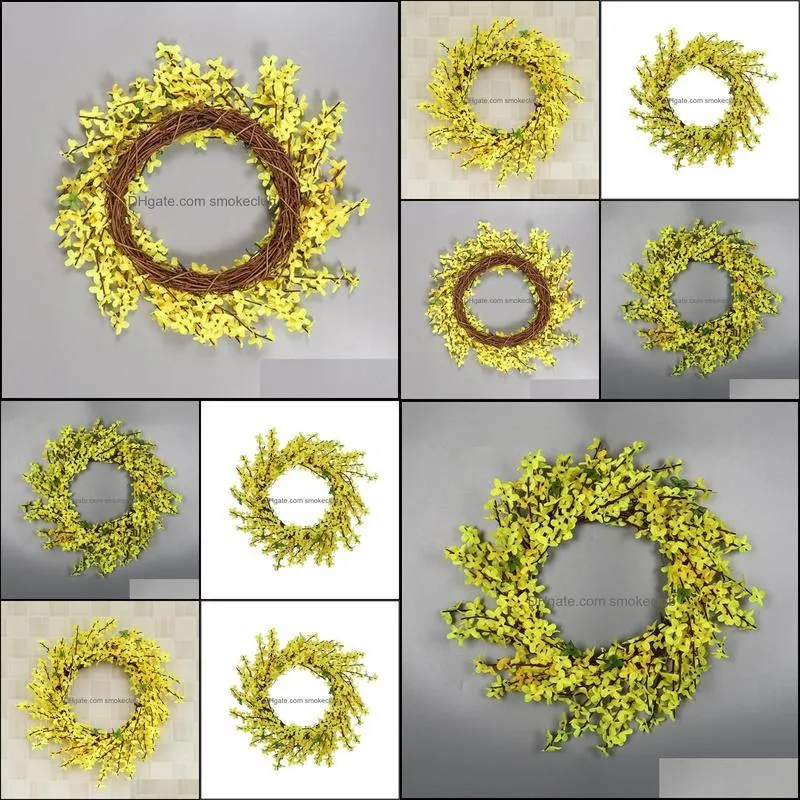 Decorative Flowers & Wreaths Artificial Flower Leaf Wreath Wall Window Door Hanging Home Wedding Decoration Festive Party #4M16