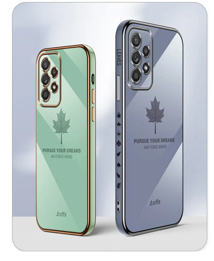 Capas de telefone à prova de choque para Samsung Galaxy S24 Ultra S23 S22 S21 FE A55 A35 A15 A54 A34 A14 A73 A53 A33 A13 Chapeamento de luxo Maple Leaf Soft Cover