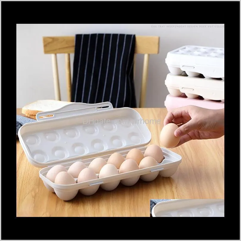 Foldable Egg Storage Box With Lid 12 Grids Refrigerator Buckle Type Can Be Superimposed Home Kitchen Supplies Bottles & Jars