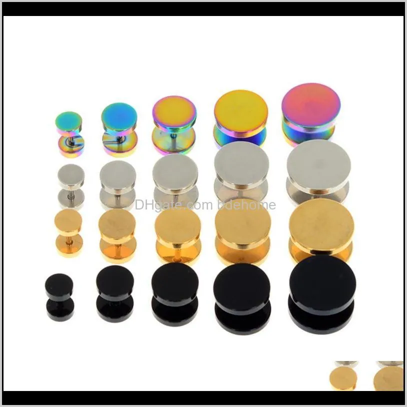 10pcs stainless steel faux fake ear plugs flesh tunnel gauges tapers stretcher earring 6-14mm piercing jewelry
