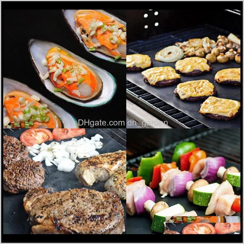 reusable non-stick bbq grill mat pad baking sheet portable outdoor picnic cooking barbecue plate oven tool party accessories grill