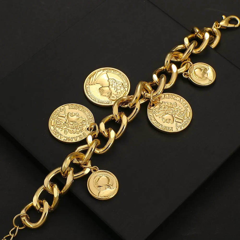 Two Tone Shiny Coin Bracelet – The Golden Bear
