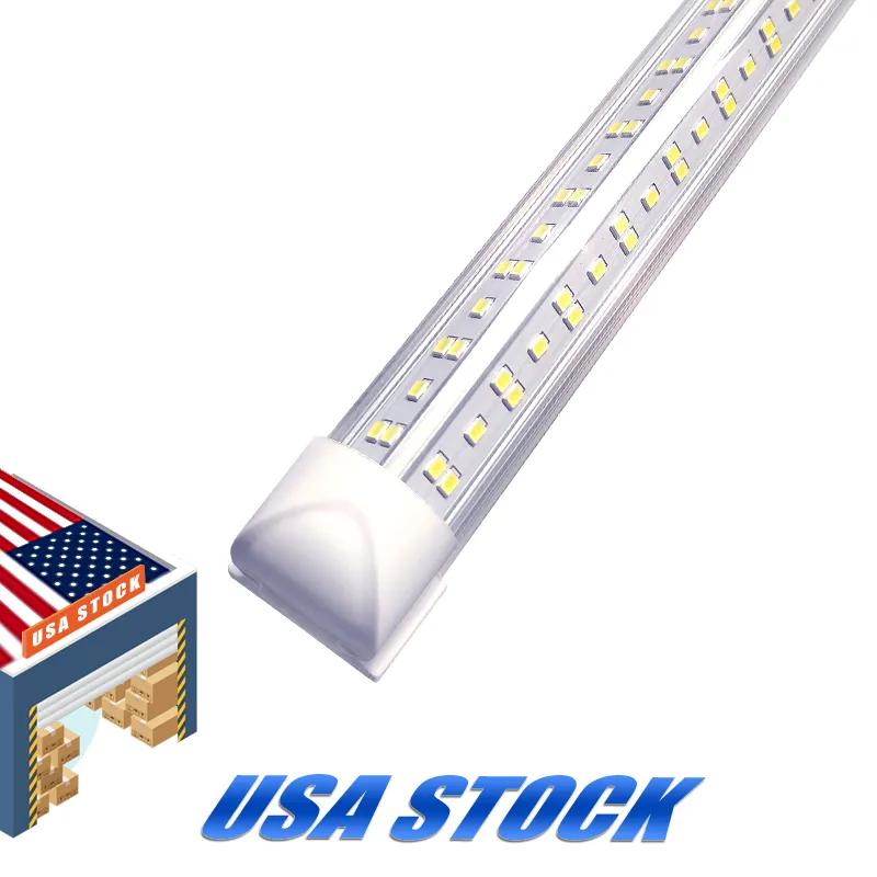 8Ft Tubes LED Shop Light Fixture, T8 8 Foot 144W 14400lm 6000K Tube, Clear Cover V Shape Cold White Tubes Hight Output, Лампы для гаража 25pc 85-265V USASTAR