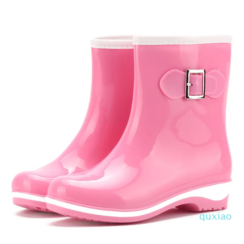 2019 mulheres bonitos botas de chuva inverno quente metade botas casuais tamanho grande 36-41 sapatos de borracha à prova d'água Deslize em senhoras femininas calçados de trabalho