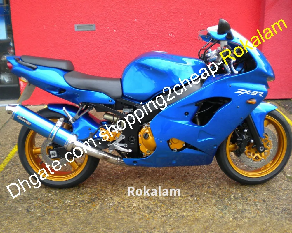 Ninja ZX-9R 98 99 ZX9R Free Custom Fairing för Kawasaki ZX 9R 9 R 1998 1999 Blue ABS Motorcykel Cowlings kit (formsprutning)