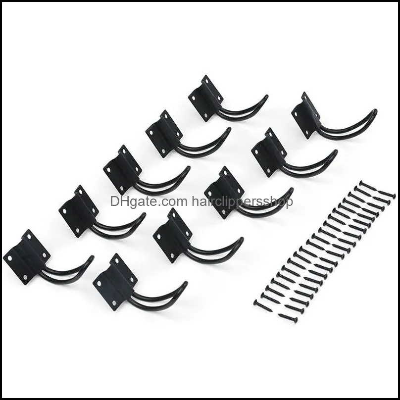 Robe Hooks 10Pack Rustic Entryway Of Black Wall Mounted Vintage Double Coat Hangers With Large Metal Screws Included