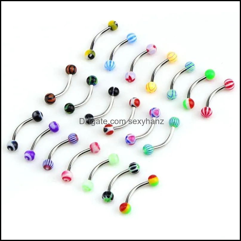 Autres Bijoux de Corps 20Pc Acier Inoxydable Mix Sourcils Ventre Lèvres Langue Bar Nez Cerceau Anneau Piercing Barbell Drop Livraison 2021 R8Iy3