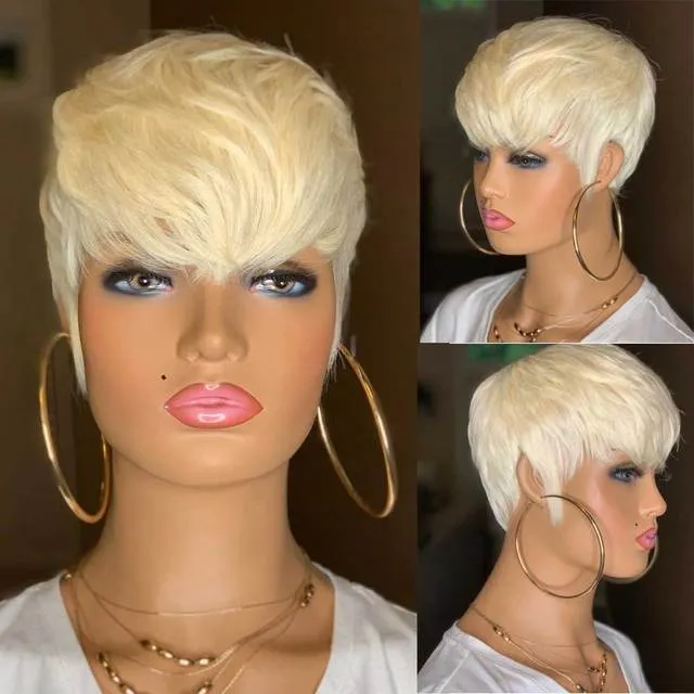 Parrucche Corte Per Donne Nere Parrucca Pixie Cut Sintetica Corta Riga Laterale Parrucche Pixie Cut Con Frangia Per Donne Anziane Parrucche Pixie Cort P14333170 - Foto 2
